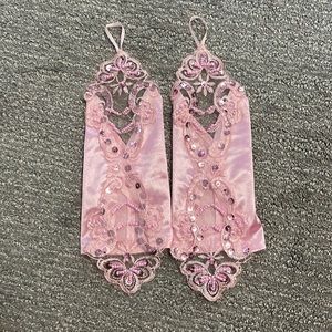 pink beaded gloves